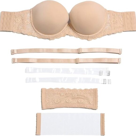 YANDW Strapless Lightly Padded Full Figured Coverage Multiway Bra - Picture 1 of 5
